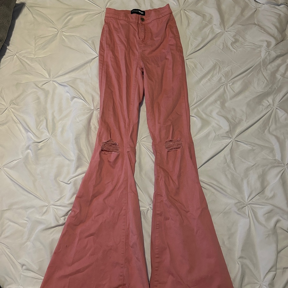 Fashion Nova Pink Flare Jeans